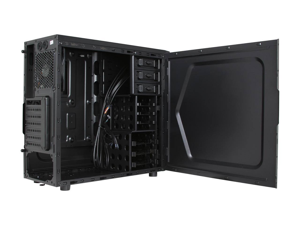 Alt View 5. Thermaltake - Thermaltake Versa H21 Mid Tower Computer Case with USB 3.0 and All-Black Interior(CA-1B2-00M1NN-00) - Black.