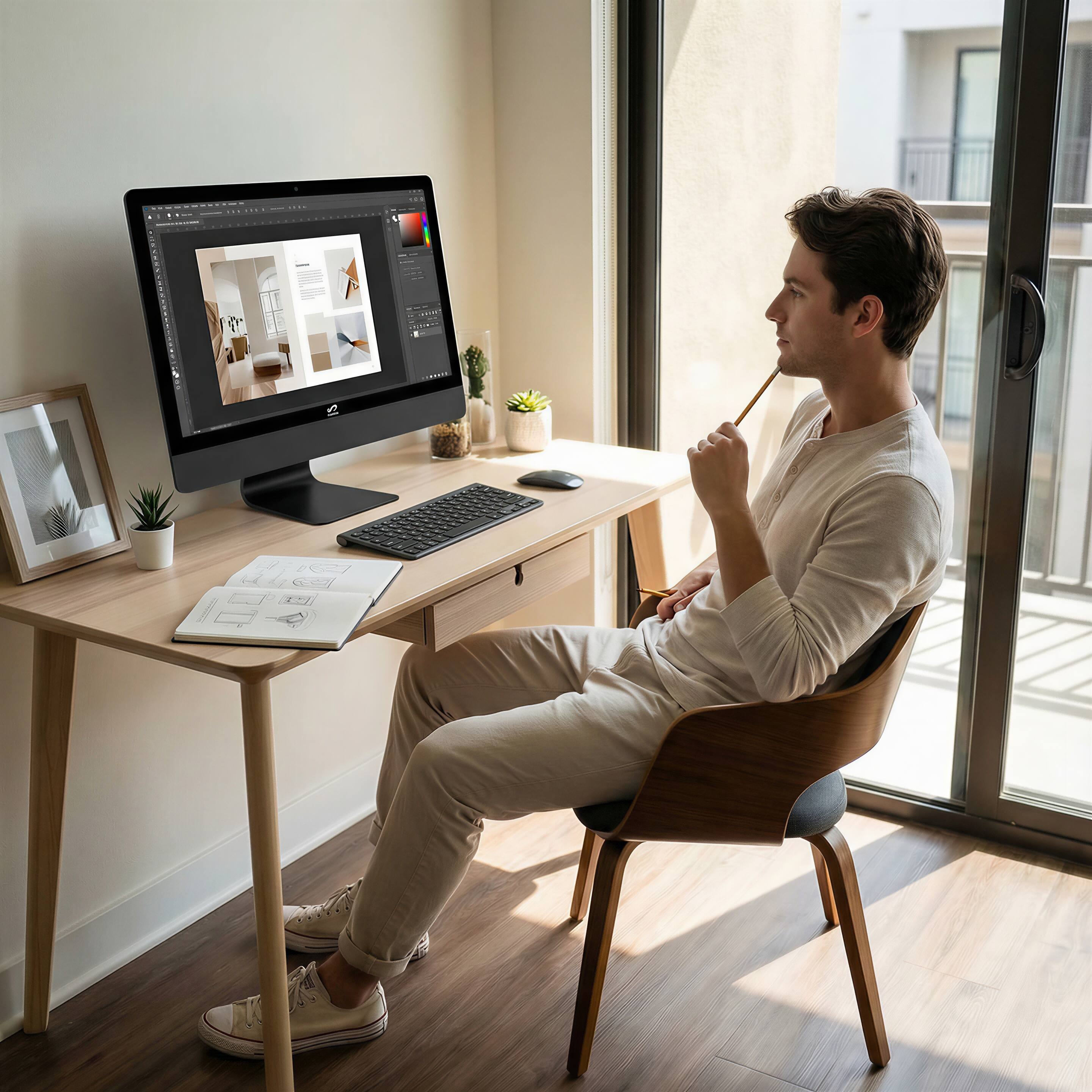 Back. STGSivir - STGSivir All in One Desktop PC, 22" FHD Display, i5 up to 3.6GHz, 16G RAM, 1TB SSD, WiFi&BT, RGB Keyboard&Mouse, Win11H - Black.