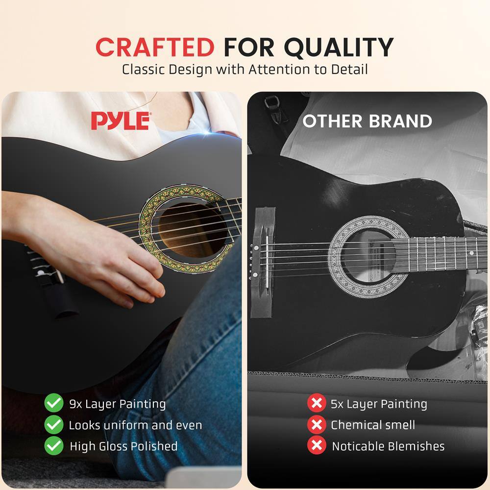 CRAFTED FOR QUALITY  
Classic Design with Attention to Detail  

PYLE  
- 9x Layer Painting  
- Looks uniform and even  
- High Gloss Polished  

OTHER BRAND  
- 5x Layer Painting  
- Chemical smell  
- Noticable Blemishes