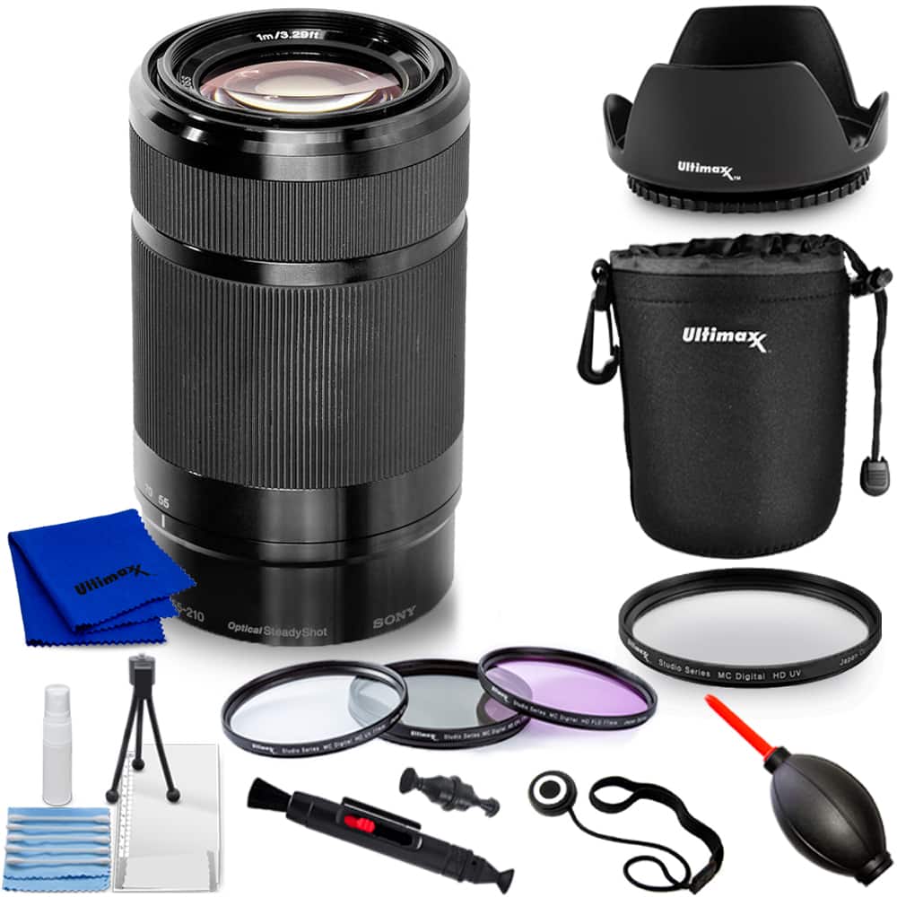 Sony - E 55-210mm f/4.5-6.3 OSS Lens (Black) - 10PC Accessory Bundle White Box