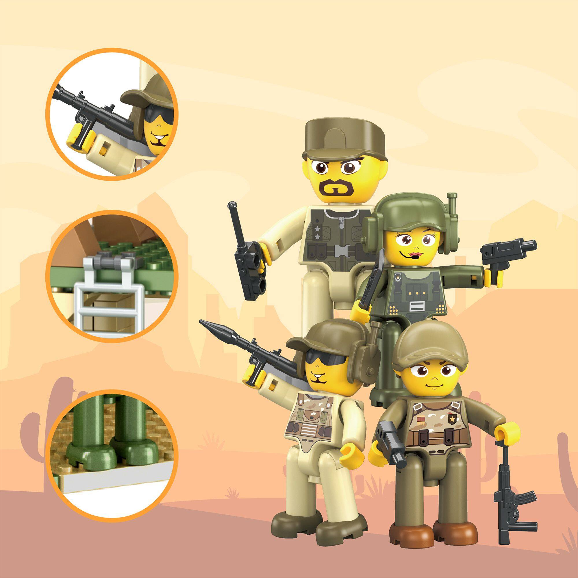 Alt View 4. PicassoTiles - PicassoTiles 186 PC Military Combat Force Theme, Magnetic Tiles and Brick Compatible for Kids 3+.