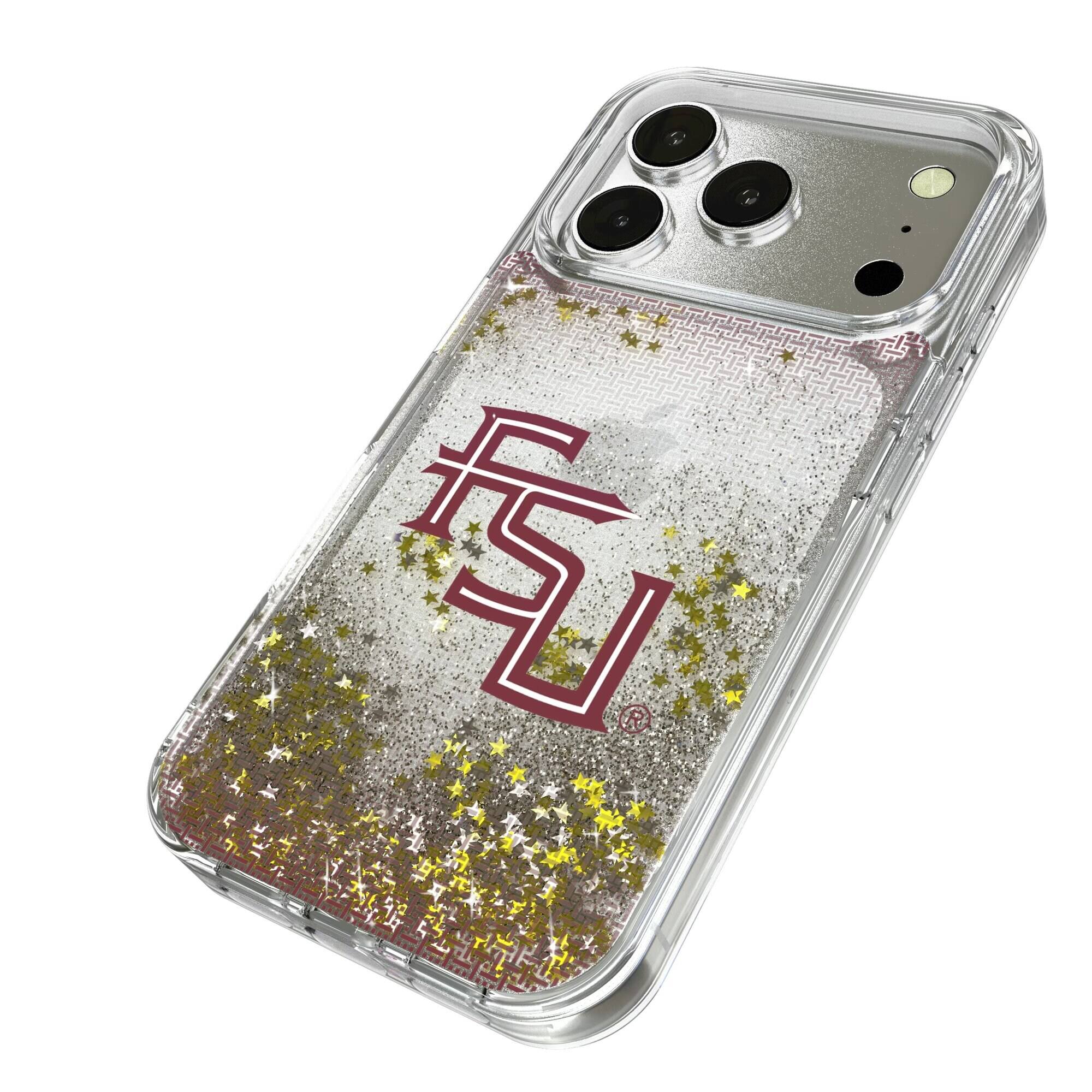 Alt View 1. Keyscaper - Florida State Seminoles Linen Logo iPhone Glitter Case - 16 Pro Max - Multicolor.