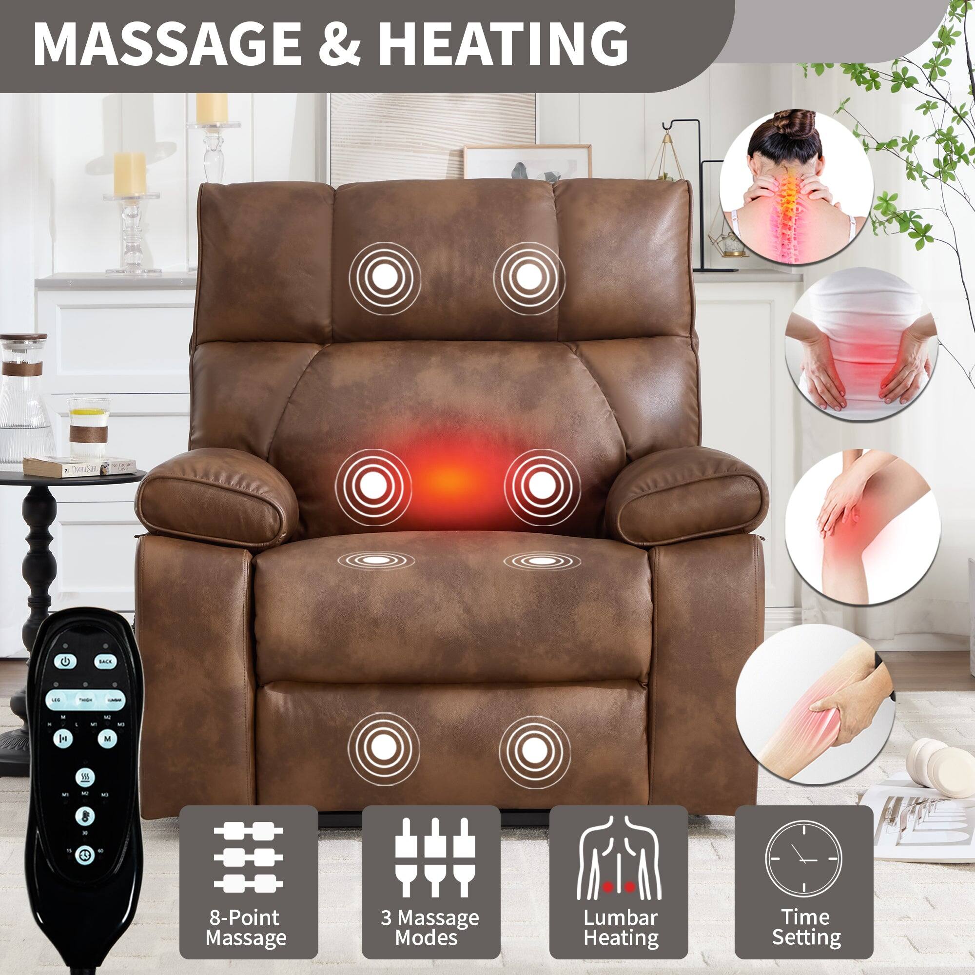 MASSAGE & HEATING

- 8-Point Massage
- 3 Massage Modes
- Lumbar Heating
- Time Setting