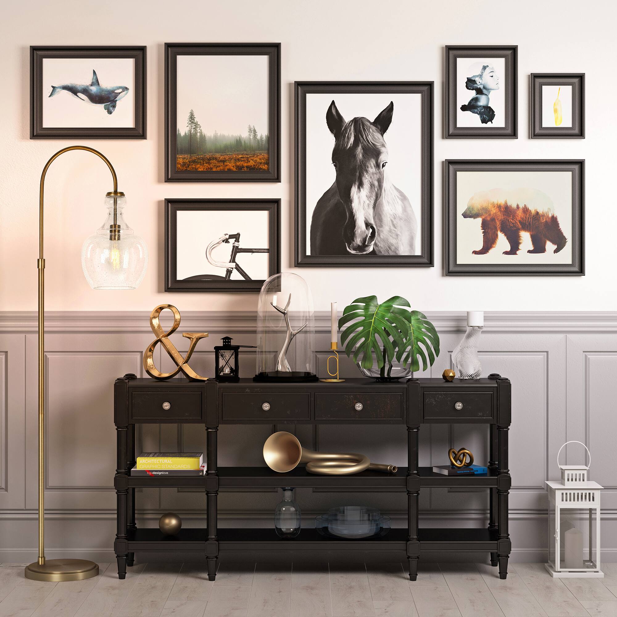Alt View 11. Hudson&Canal - Verona Floor Lamp - Brass.
