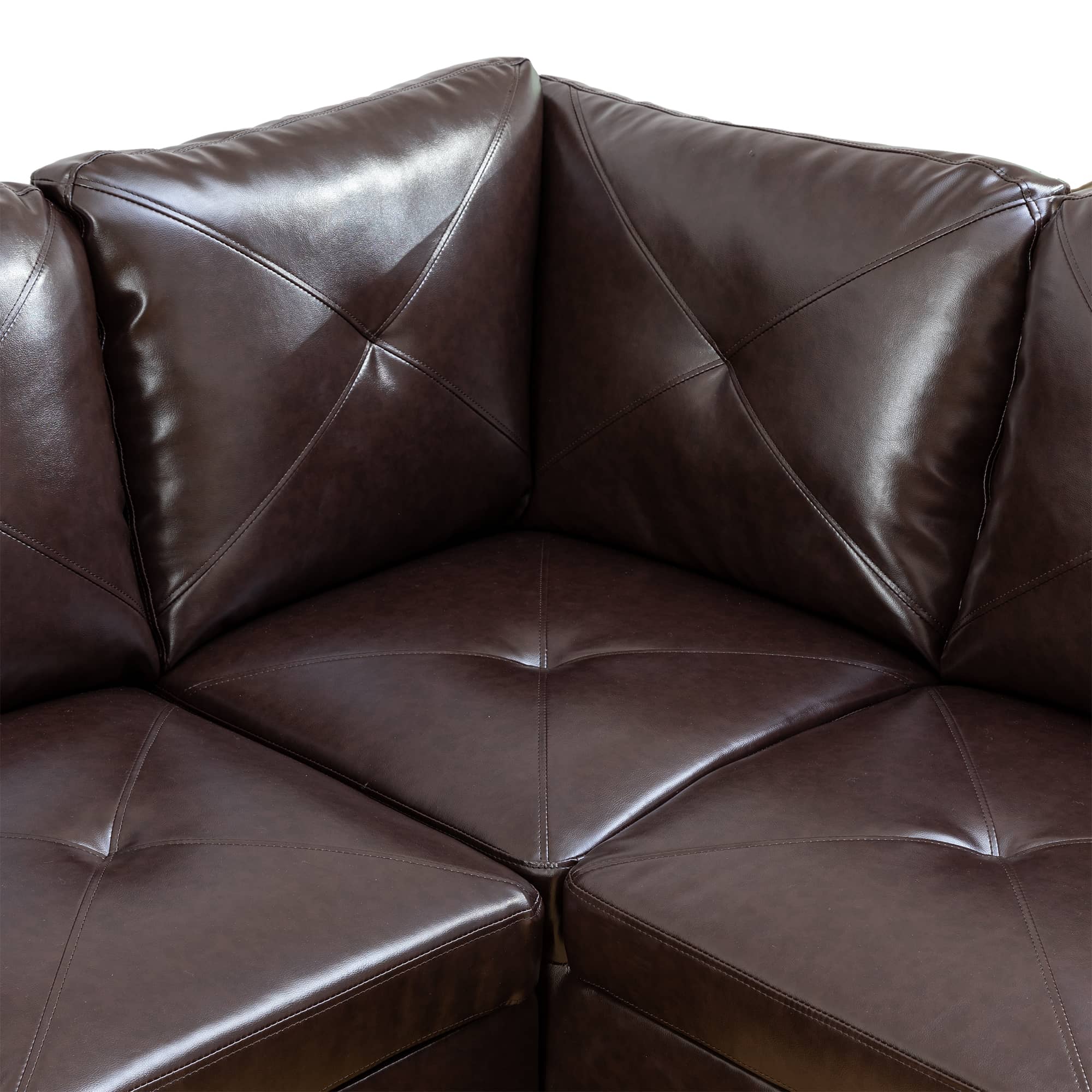 Back. Boyel Living - Premium Semi PU Upholstered Sofa Solid Wood Frame Double Spring with Left Chaise Lounge - Dark Brown.