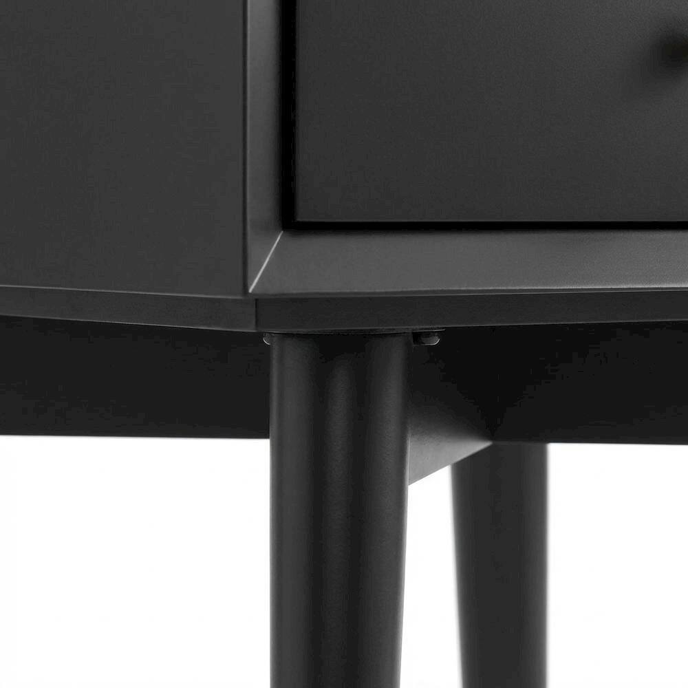 Alt View 2. FurniFact - Wooden Nightstand with MDF and Poplar Veneer Finish for Modern Bedroom Style - Matte Black.