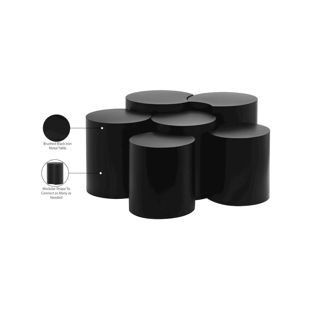 Brushed Black Iron Metal Table  
Modular Shape To Connect as Many as Needed