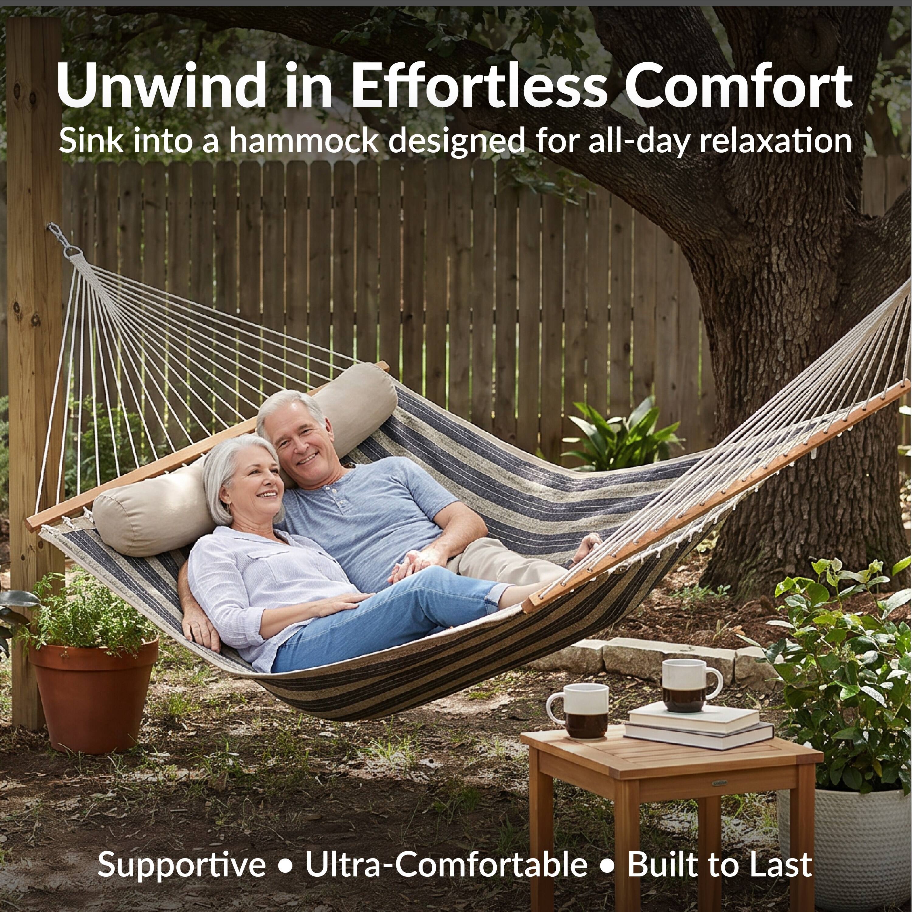 Unwind in Effortless Comfort  
Sink into a hammock designed for all-day relaxation  

Supportive • Ultra-Comfortable • Built to Last