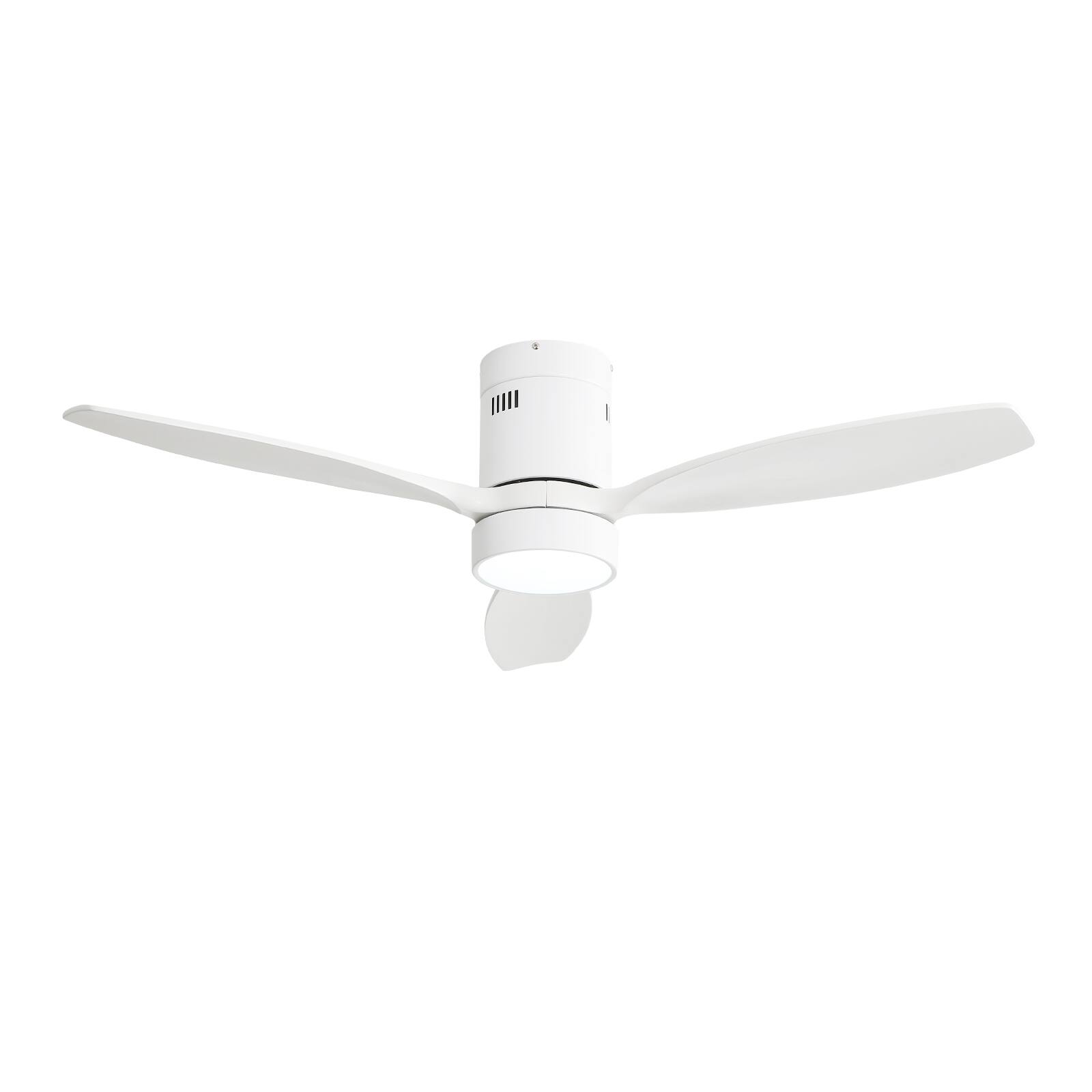 Left. Sofucor - 52IN Solid Wood Ceiling Fan with LED Light Remote Timer Reversible/Quiet 6 Speed Modern Bedroom Ceiling Fan - White.