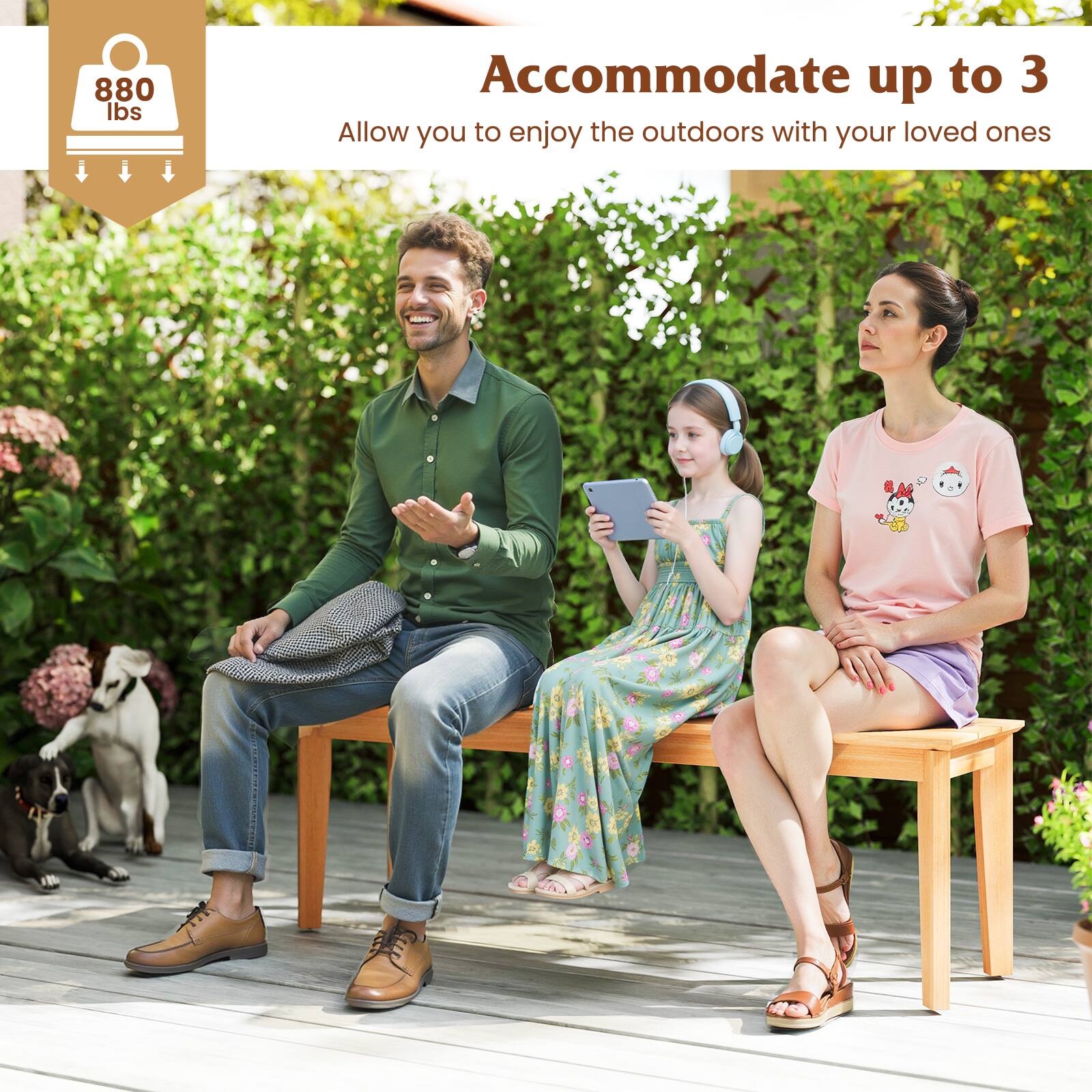 880 lbs, Accommodate up to 3, Allow you to enjoy the outdoors with your loved ones.