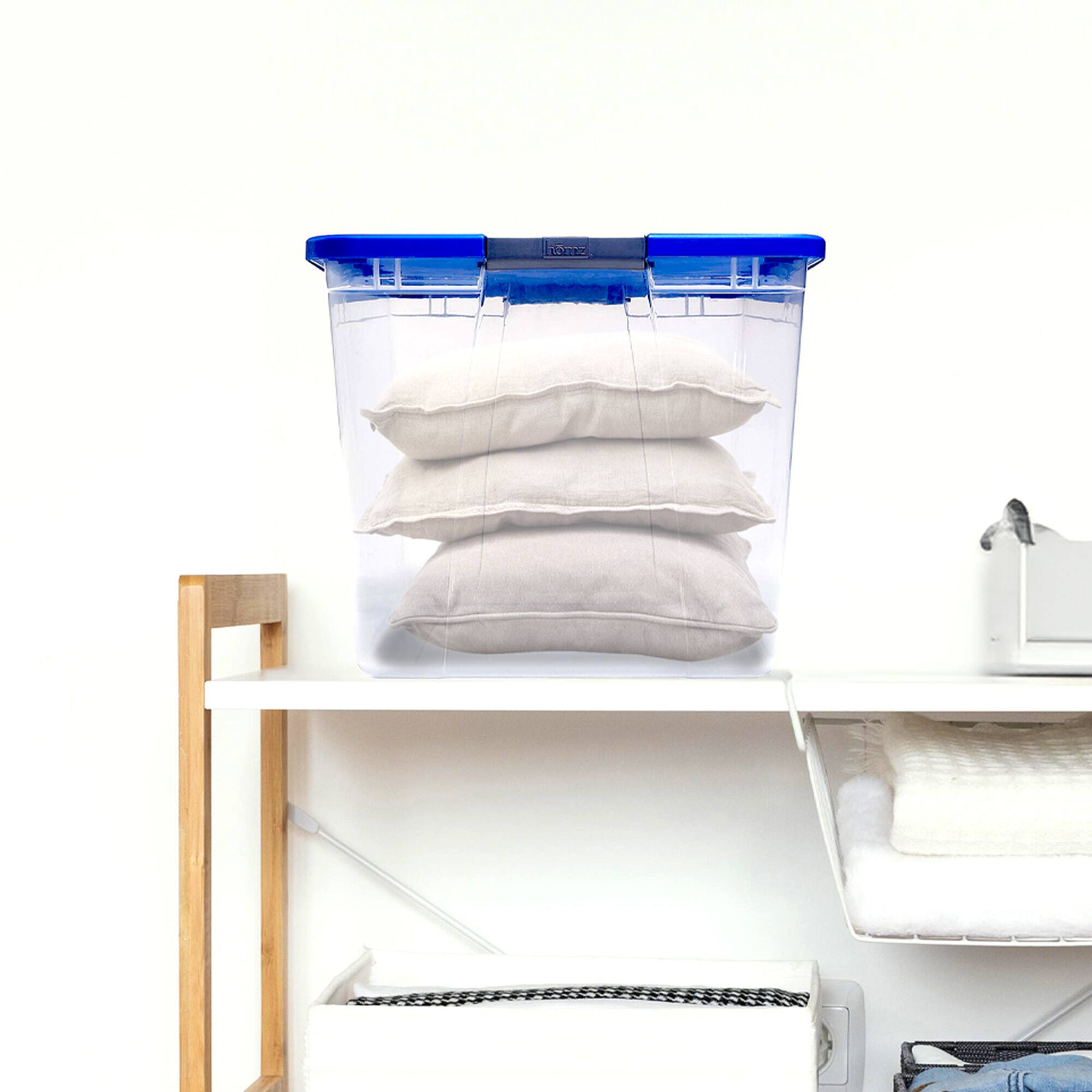 Alt View 8. Homz - Homz 64 Qt Secure Latch Large Clear Stackable Storage Container Bin (4 Pack) - Blue Lid.