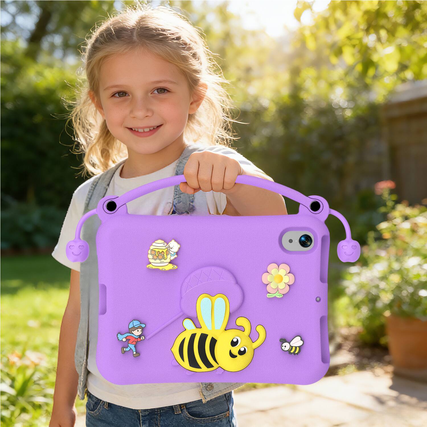 Alt View 1. Dteck - for Apple iPad mini (A17 Pro) 2024 & iPad mini 6 2021 8.3" Kids EVA Tablet Case,Shockproof Kickstand Cover + Handle - Purple.