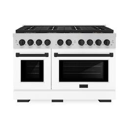 ZLINE - Autograph 48 in. Paramount Dual Fuel Range w/ DuoPro Cooktop & White Doors w/ Black Accents (PSDRZ-WM-48-MB) - Stainless Steel with White Matte Door