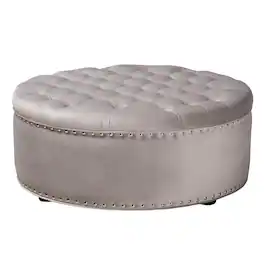 Baxton Studio - Iglehart Modern and Contemporary Velvet Fabric Upholstered Tufted Cocktail Ottoman - Slate Gray