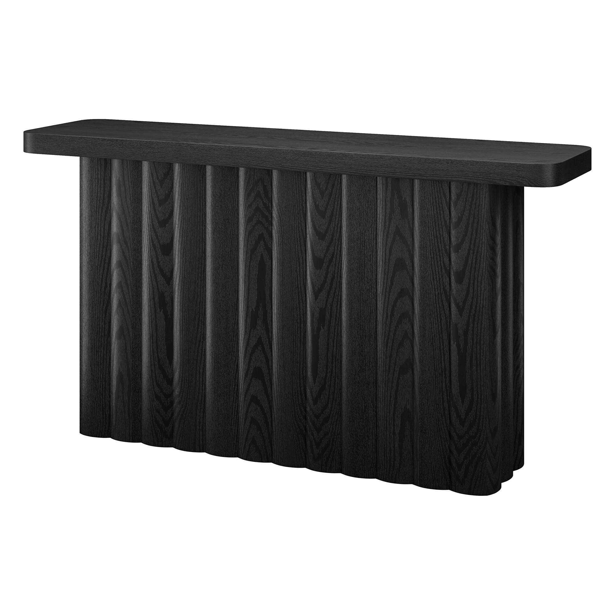 Left. Hudson&Canal - Olie 55" Wide Rectangular Fluted Console Table - Black.