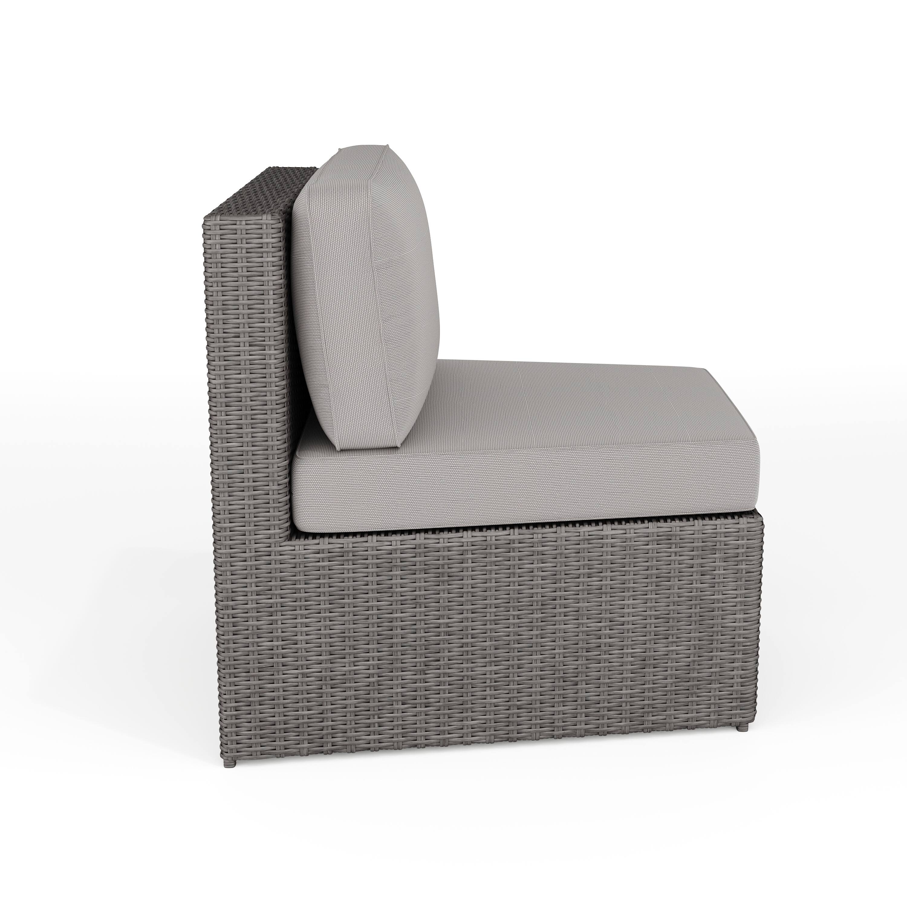 Alt View 9. Martha Stewart - Bedford Outdoor Modular Rattan Wicker Patio Curved Sectional Sofa Seat - Gray Cushions/Gray Frame.