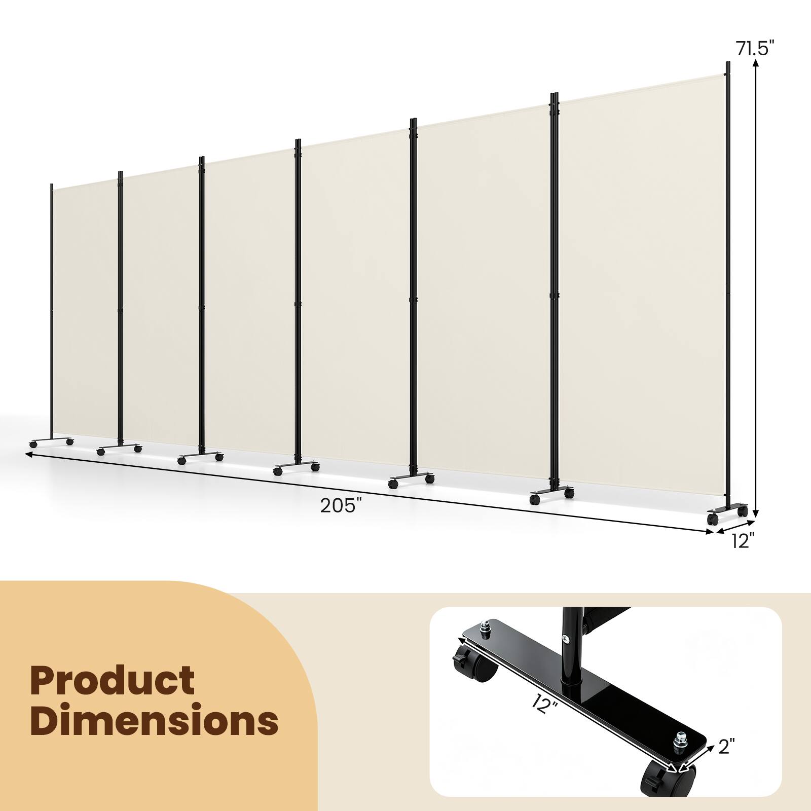 71.5"  
205"  
12"  
Product Dimensions  
12"  
2"