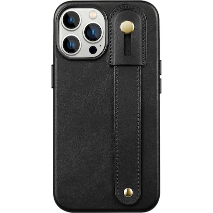 Front. SaharaCase - FingerGrip Series Case with Strap for Apple iPhone 13 Pro - Black.
