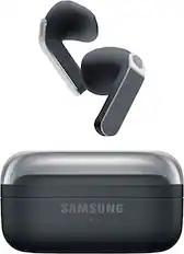 Front. Samsung - Galaxy Buds4 Wireless Earbud Headphones - Black.