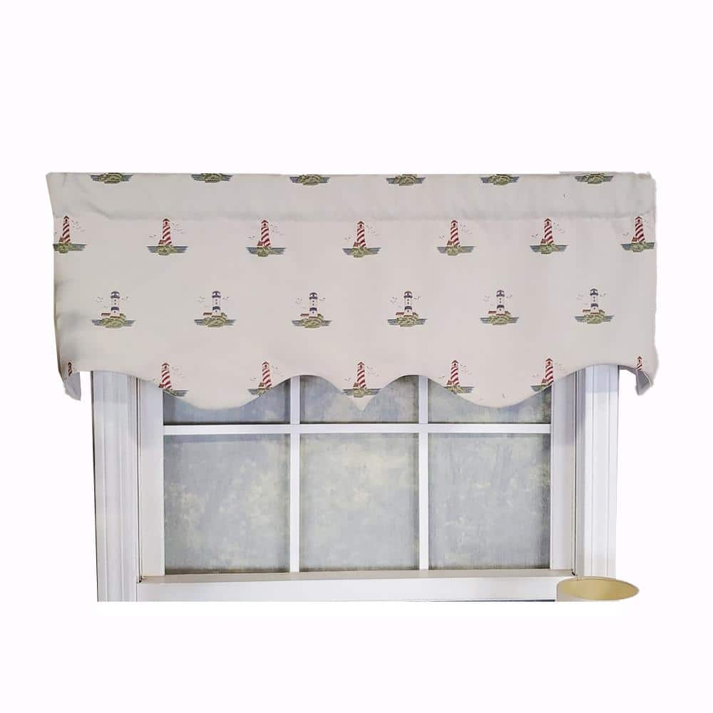 RLF Home - Modern Design Classic Lighthouse Regal Style Window Valance 50" x 17" - Vanilla