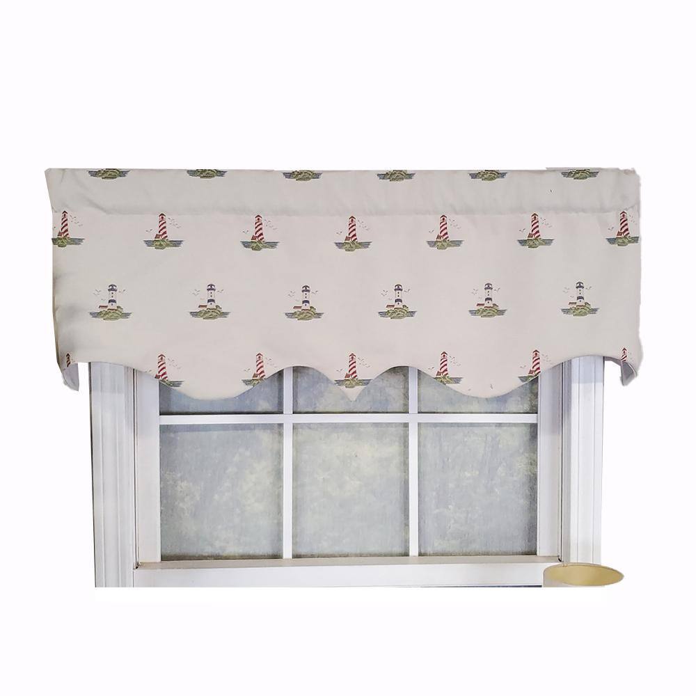 Front. RLF Home - RLF Home Modern Design Classic Lighthouse Regal Style Window Valance 50" x 17" Vanilla - Vanilla.