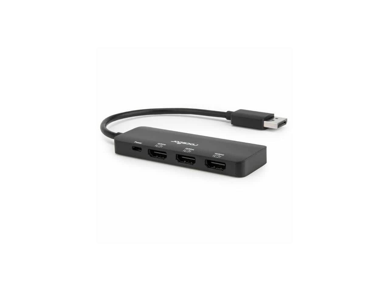 Rocstor - DP 1.4 to Triple HDMI 4K Adapter - 1 DP Male, 3 HDMI Fem, 1 Micro USB Fem, 3840x2160