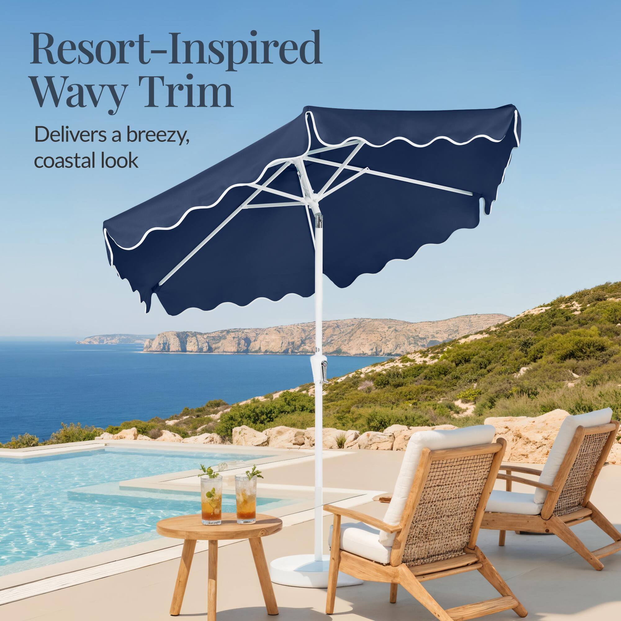 Resort-Inspired Wavy Trim  
Delivers a breezy, coastal look