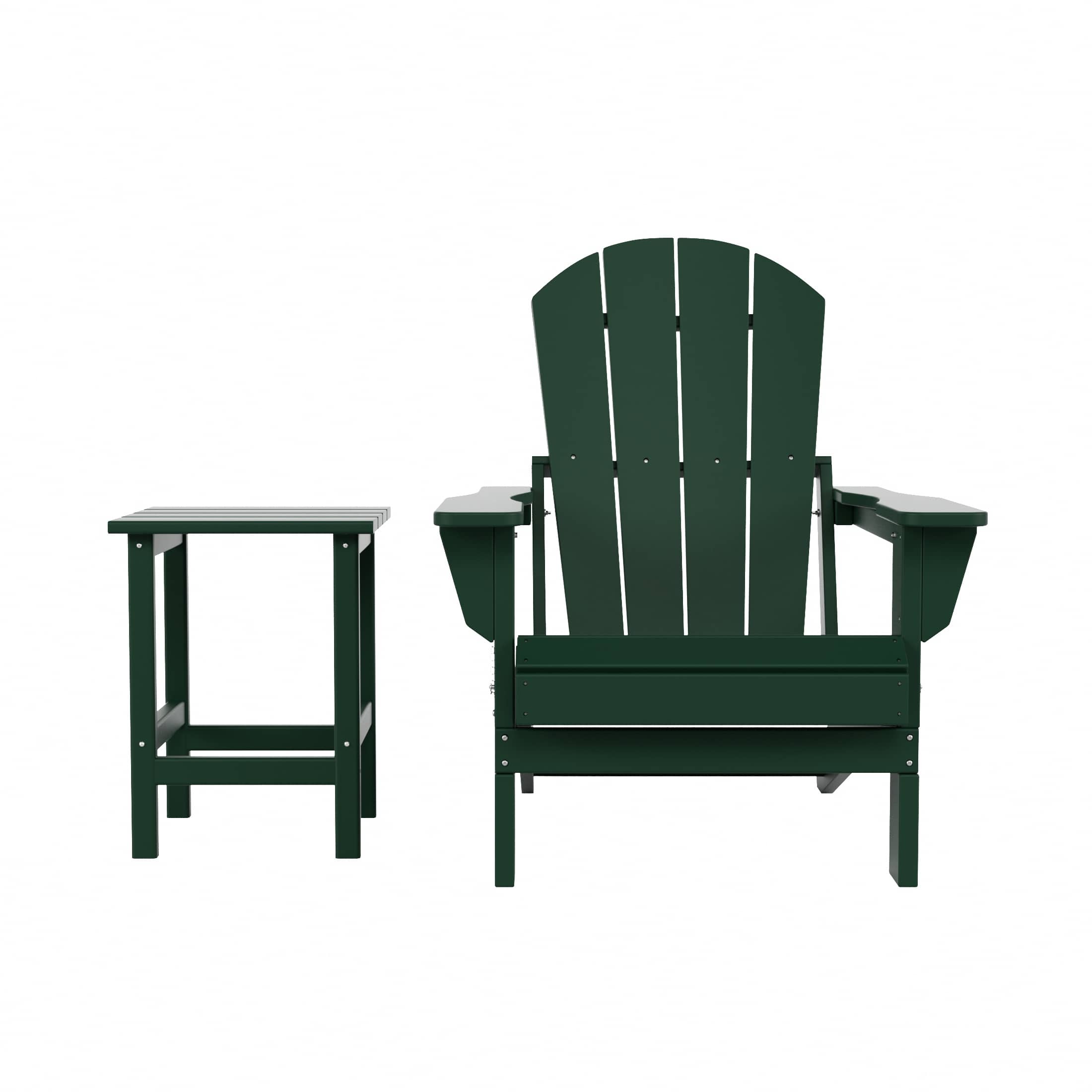 WestinTrends - Malibu 2 piece set outdoor folding Poly Adirondack chair with side table - Dark Green price history on PriceWatchPro