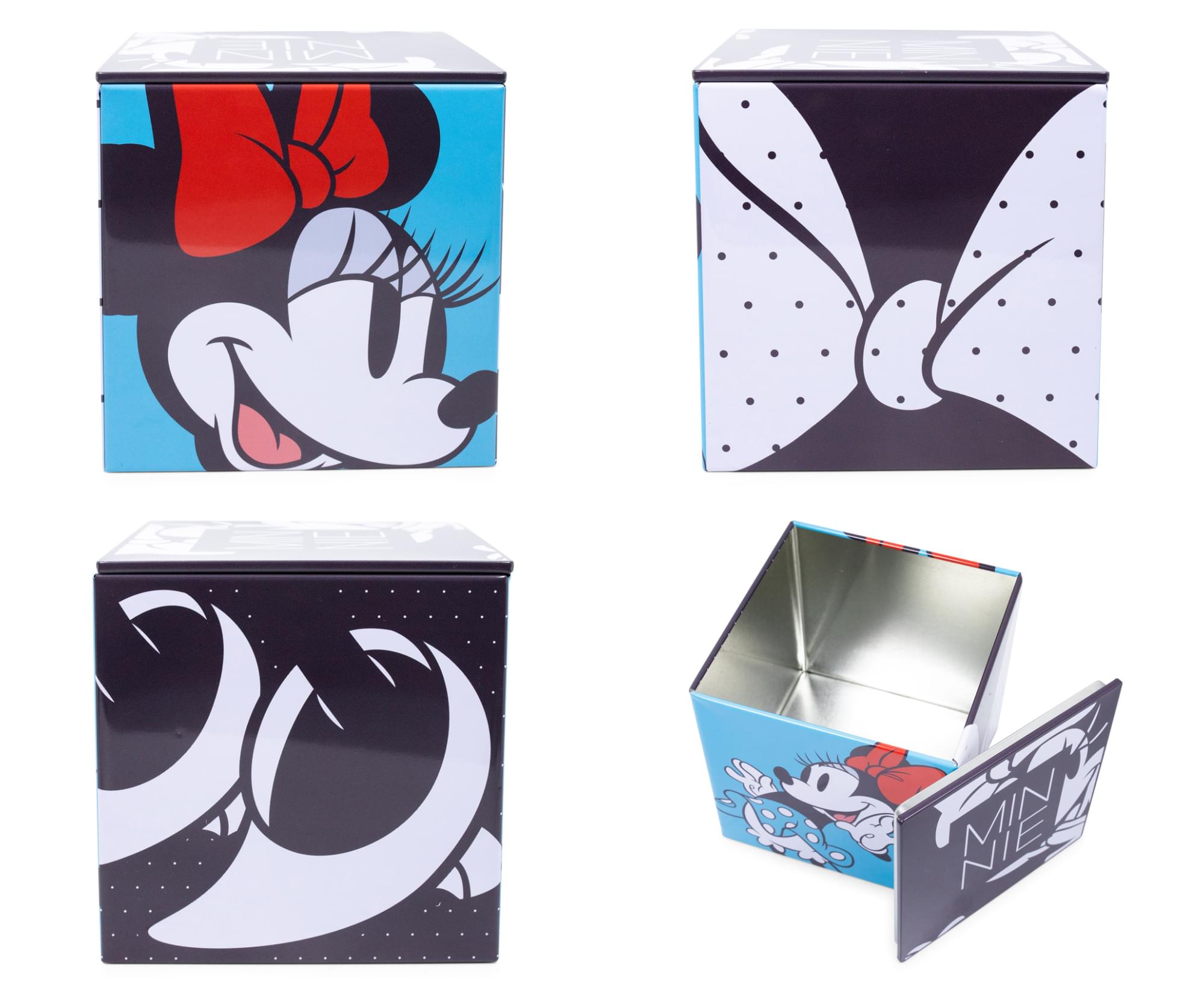 Alt View 1. Ukonic - Disney All Eyes on Minnie Mouse Tin Storage Box Cube Organizer w/ Lid | 4 Inches - Blue.