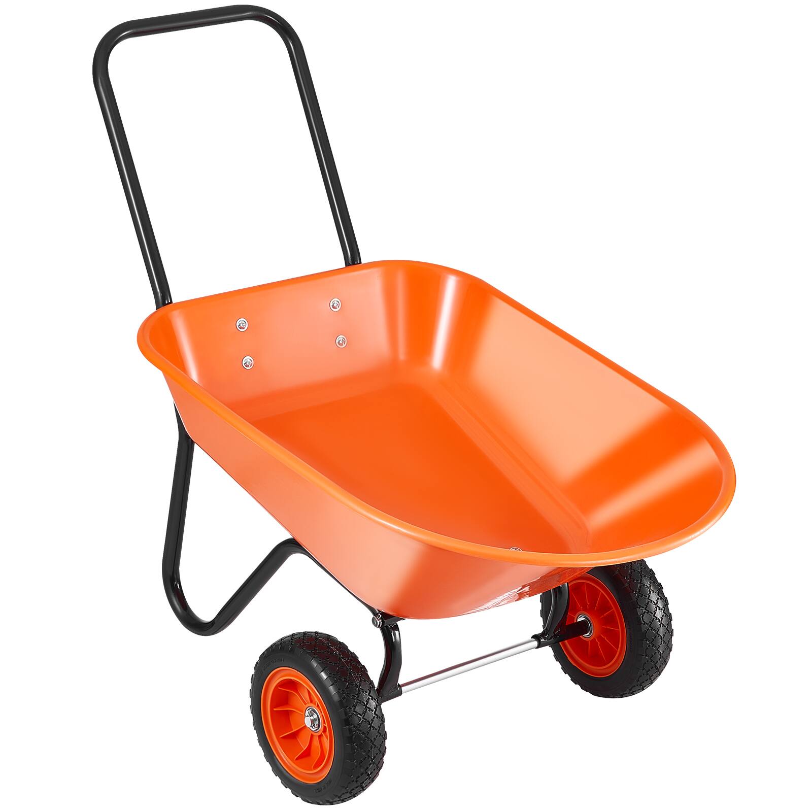 Alt View 5. VEVOR - Wheelbarrow Cart, 5 Cu. Ft. Load & 397 lbs Capacity, 2 Wheels Garden Dump Cart, Garden Wagon with Handle - Orange, Black.
