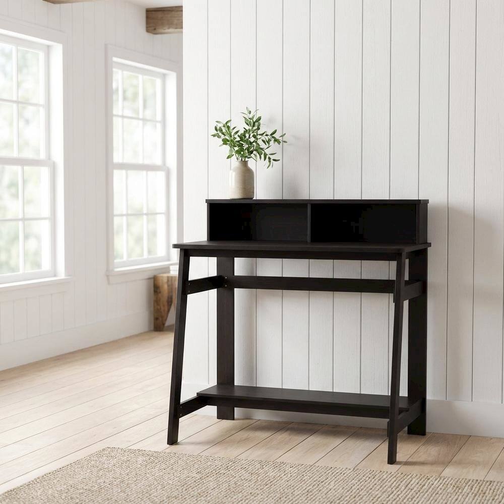Angle. BisonOffice - Espresso A Frame Computer Desk with Sleek Design and Sturdy Construction - Espresso.