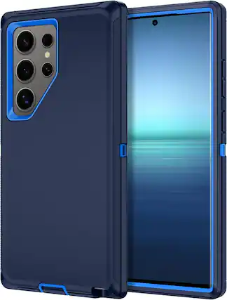 Front. Entronix - Entronix Heavy Duty Protective Case for Samsung Galaxy S25 Ultra - Triple-Layer Defense - Navy.
