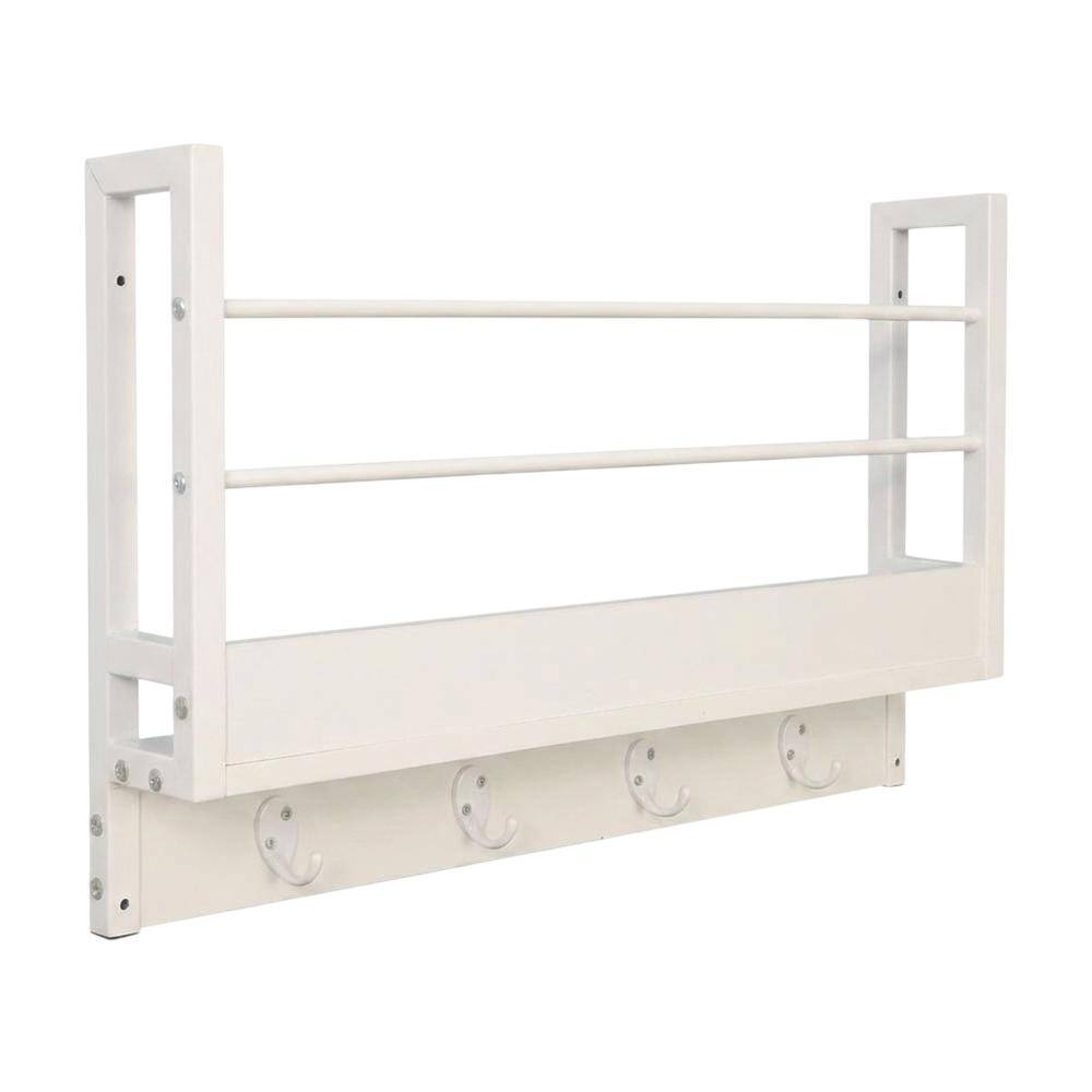 JJS - Floating Book Shelf Coat Rack - White