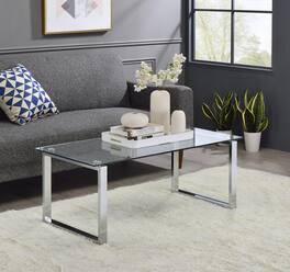 Kings Brand Furniture - Bevan With Glass Top Coffee Table - Chrome