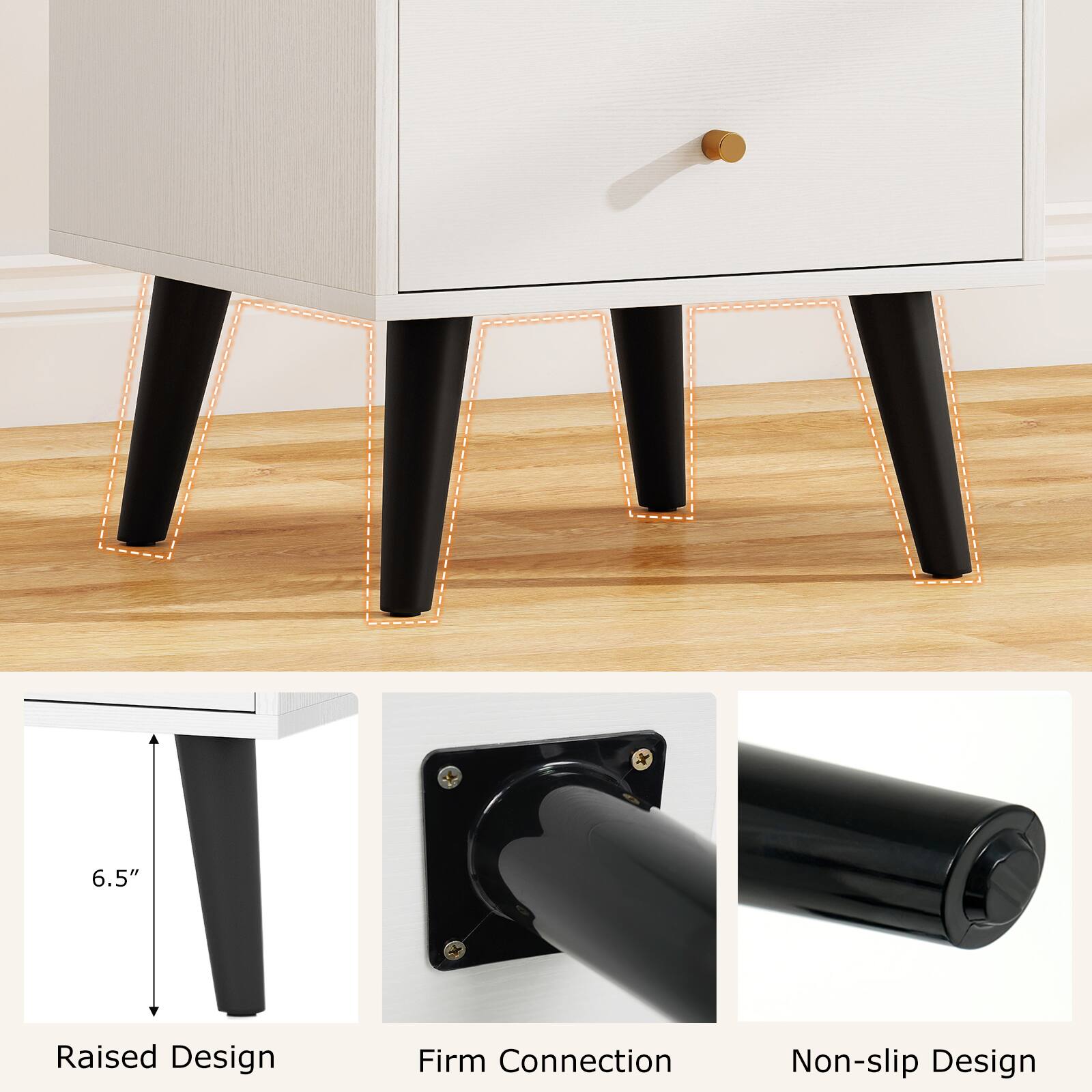 6.5"  
Raised Design  
Firm Connection  
Non-slip Design