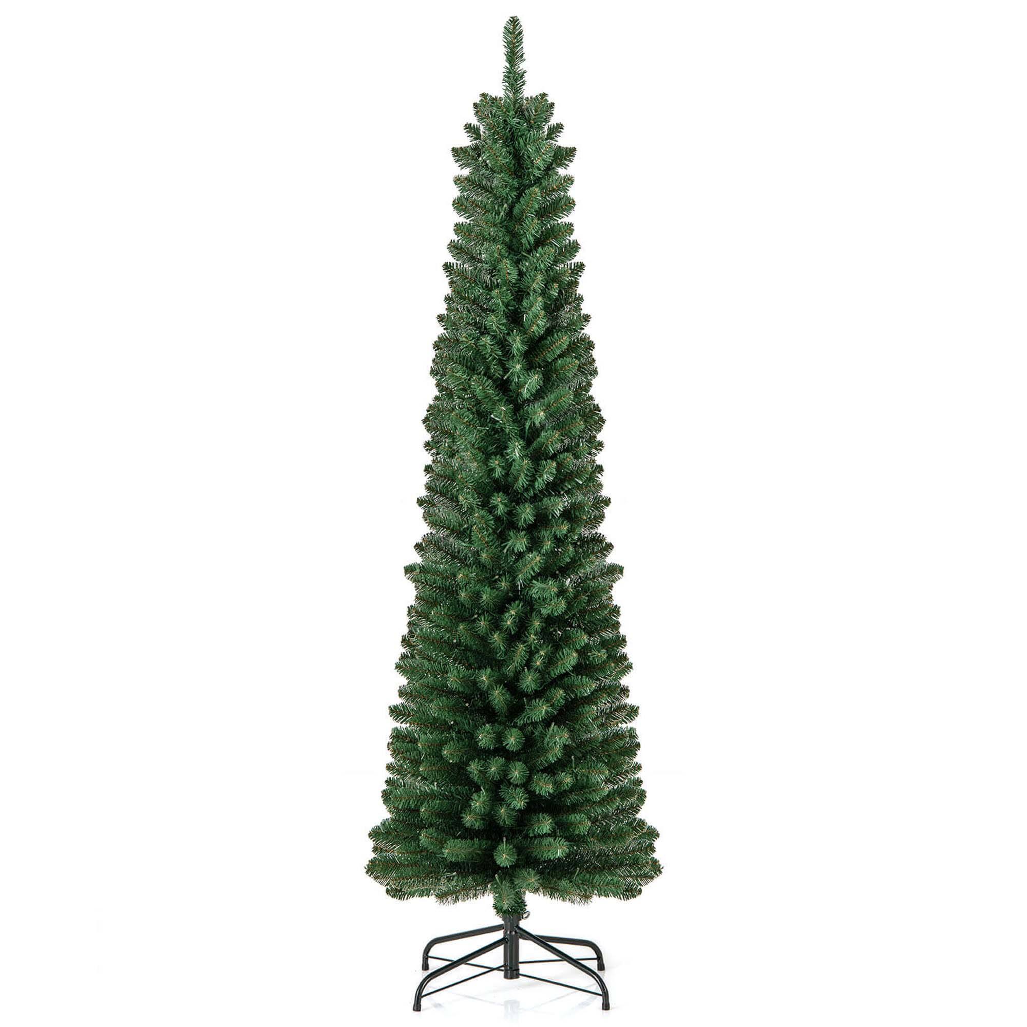 Alt View 9. Costway - Costway 6 FT Pencil Christmas Tree with 392 Memory Wire Branch Tips 140 LED Lights for Home - Green.