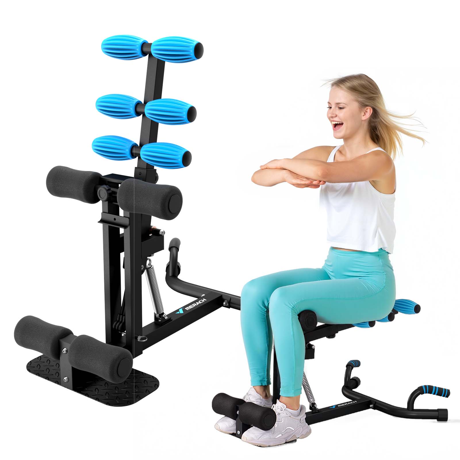 Angle. MERACH - MERACH Adjustable Glutes Trainer & Deep Squat Machine - Core Leg Strengthener for Gym Workouts - Blue.