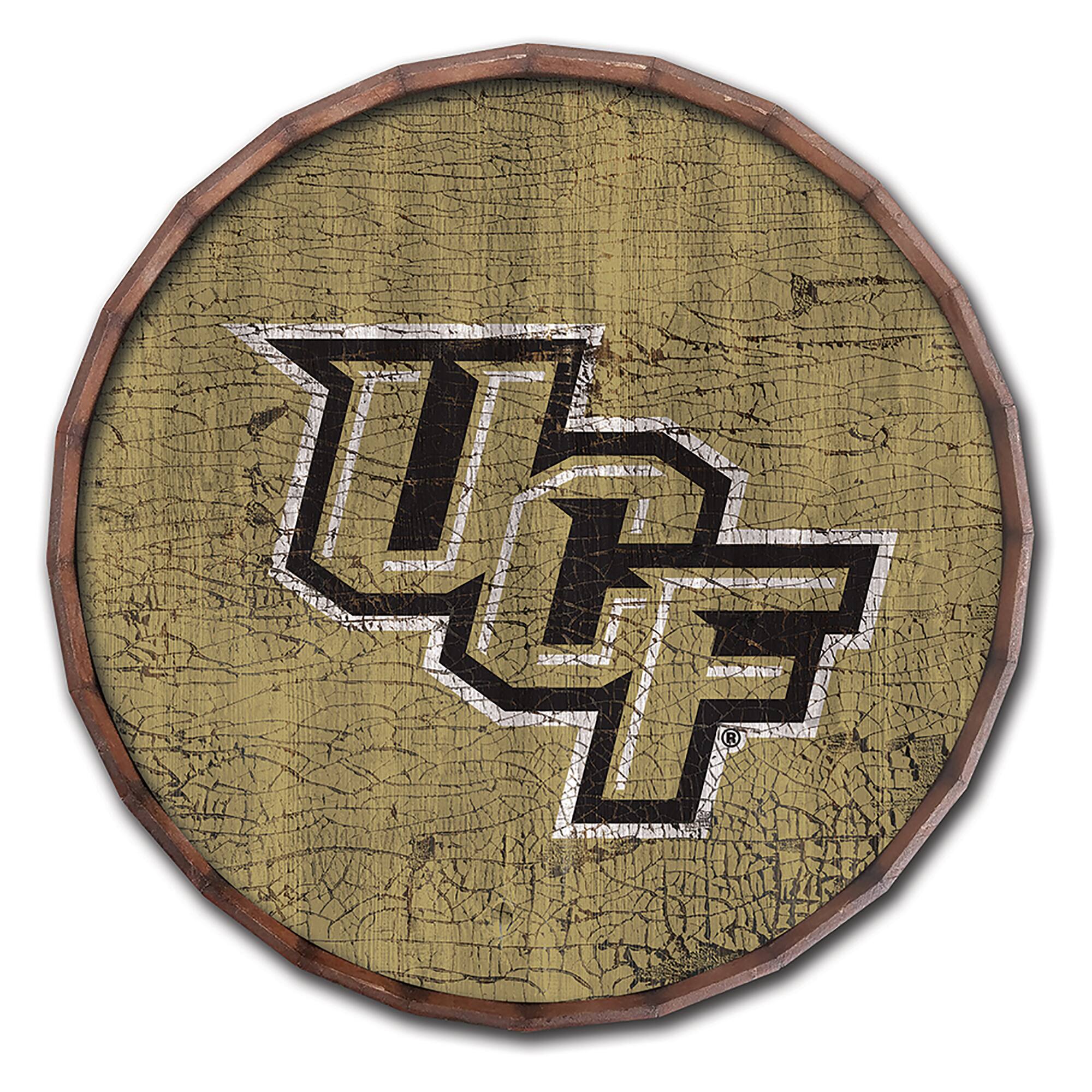 Front. Fan Creations - UCF Knights 24" Cracked Color Barrel Top Sign - Multicolor.