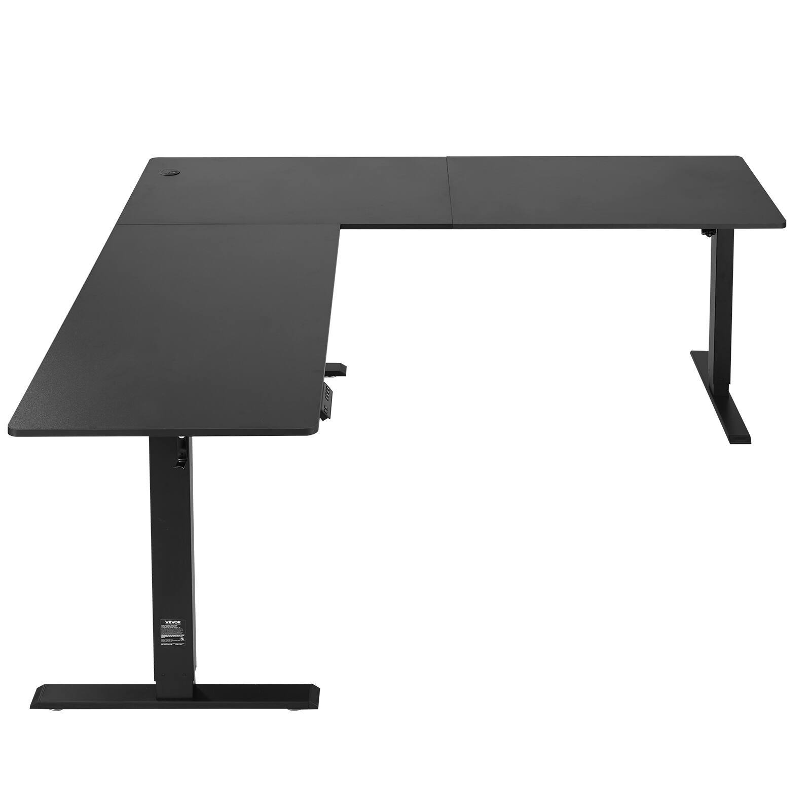 Alt View 5. VEVOR - L Shaped Desk, Electric Adjustable Height Corner Gaming Desk with Dual Hooks, Heavy Duty Carbon Steel - Black.