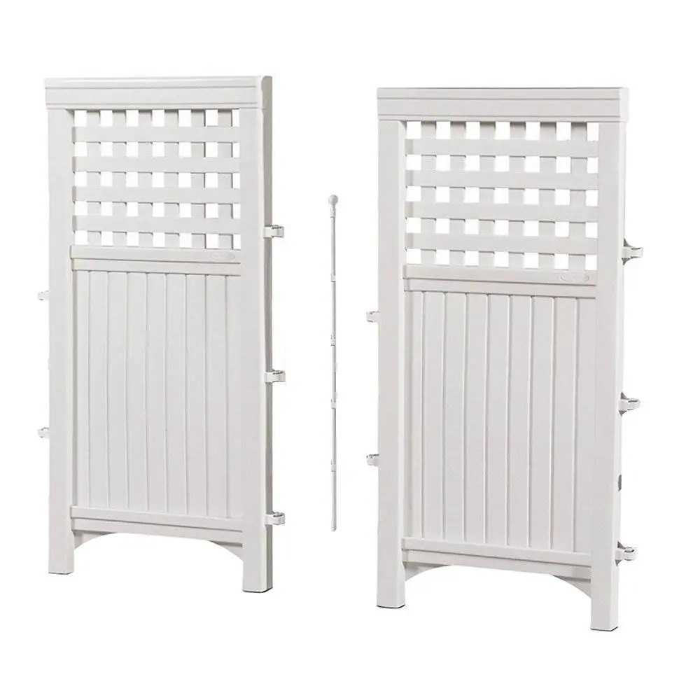 Alt View 4. Suncast - Suncast 4 Panel Screen Enclosure Freestanding Steel Resin Reversible Panel Outdoor Screen TRE, White - Brown.
