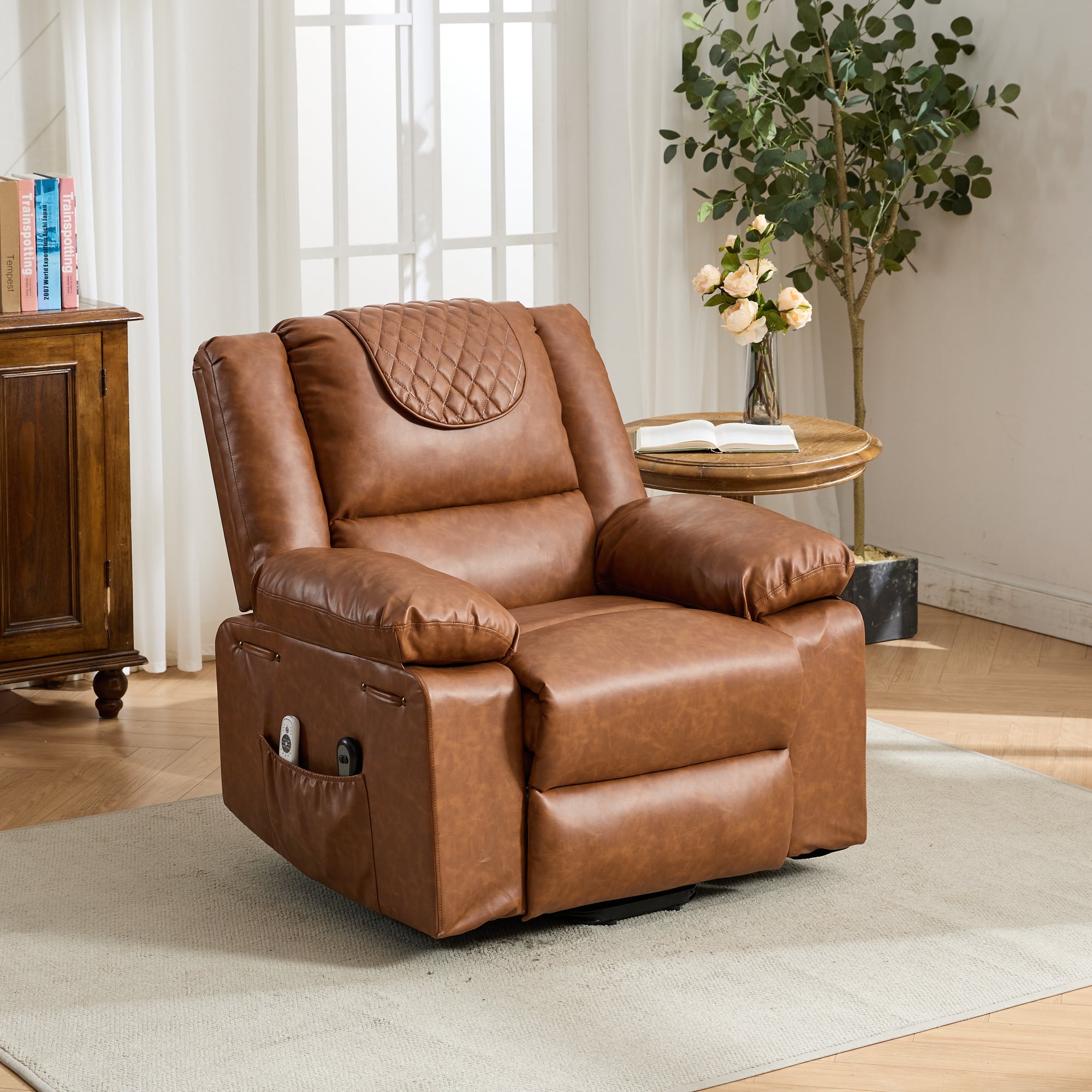 GOODSILO - Power Lift Recliner Chair with Heating and Massage Functions for Elderly Support - Brown