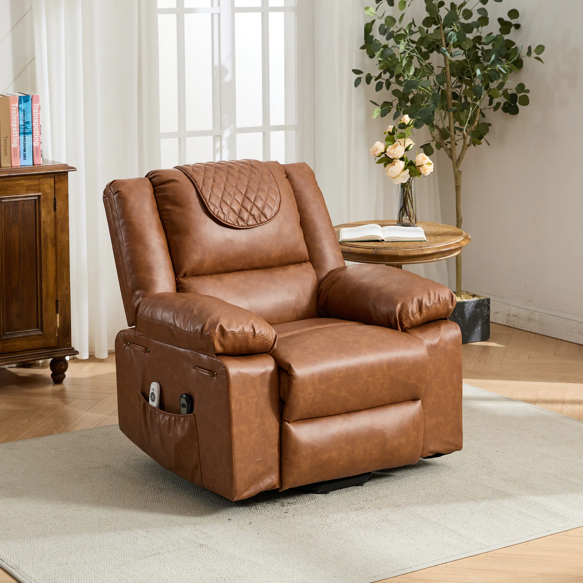 GOODSILO - Power Lift Recliner Chair with Heating and Massage Functions for Elderly Support - Brown