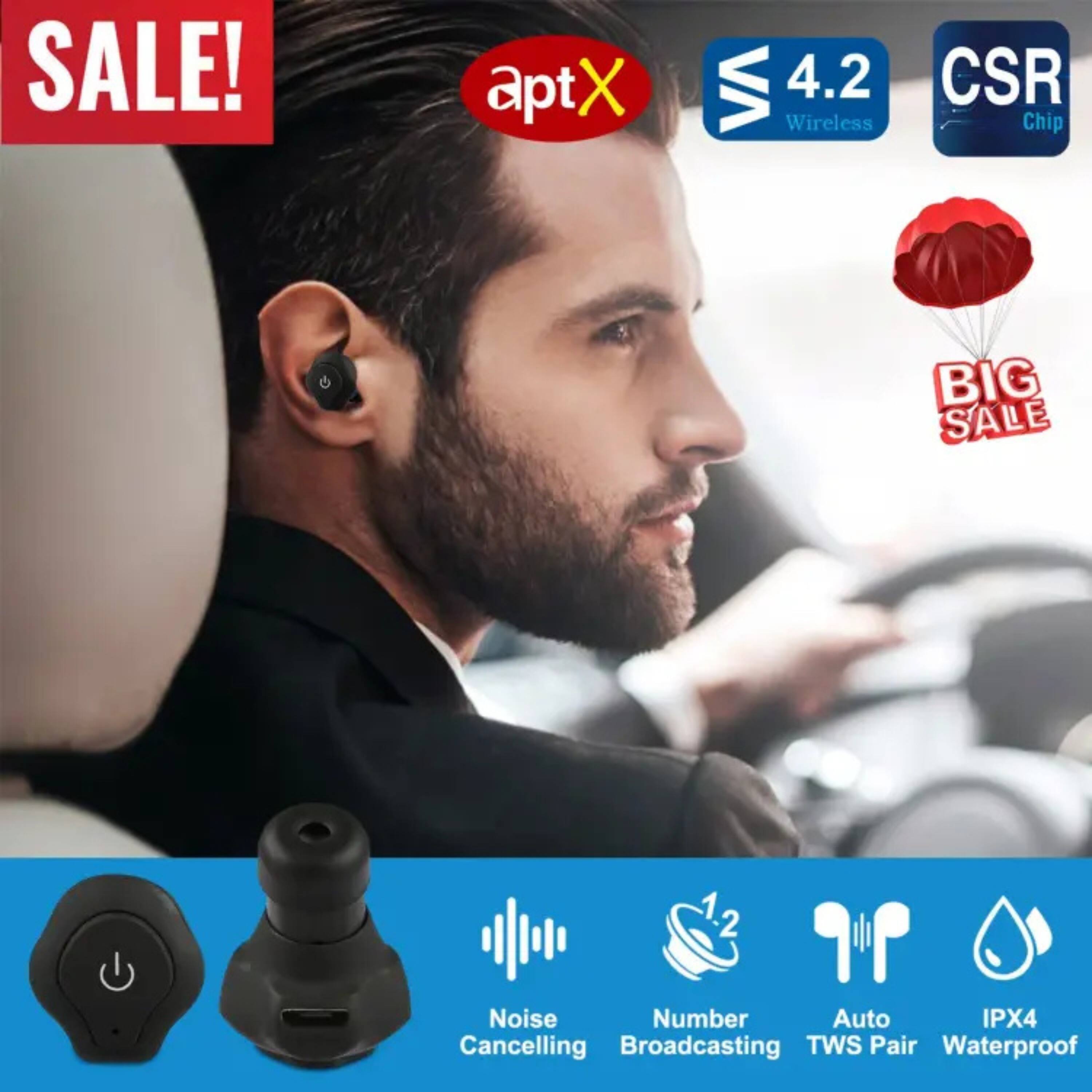 SALE!  
aptX 4.2 Wireless CSR Chip  
BIG SALE  

- Noise Cancelling  
- Number Broadcasting  
- Auto TWS Pair  
- IPX4 Waterproof