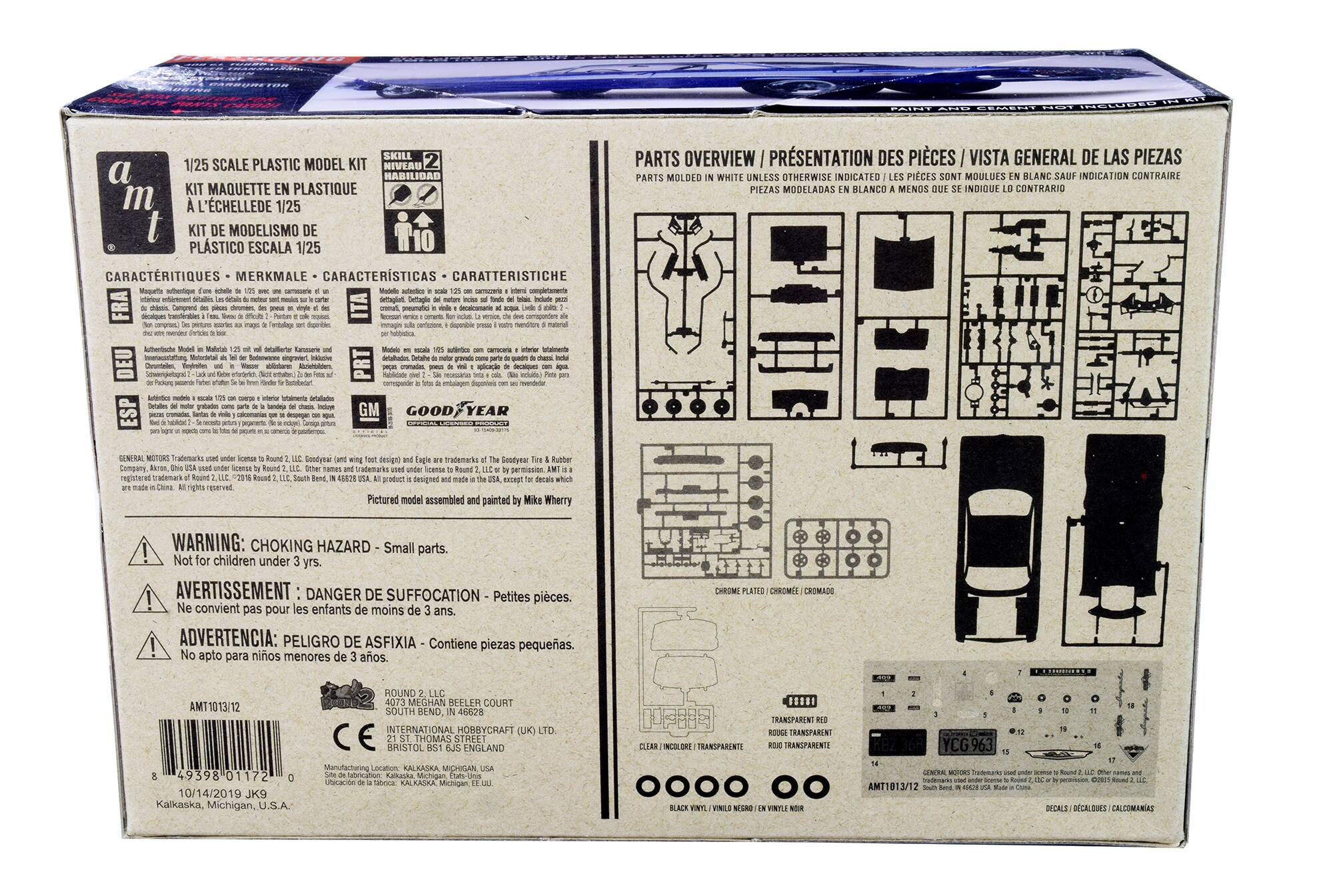 **1/25 Scale Plastic Model Kit**

**Skill Level 2**

**Caractéristiques - Merkmale - Características**

- Maquette suffisamment détaillée pour un modèle de 1/25 avec des carrosseries en plastique
- Kit de modelismo de 1/25 con suficiente detalle para un modelo de 1/25 con carrocería en plástico
- Kit maquette en plastique à l'échelle 1/25

**General Model Trademarks used under license to Round 2, LLC. Goodyear (air wing design) and Eagle are registered trademarks of The Goodyear Tire & Rubber Company. Other trademarks used under license to Round 2, LLC. Other Goodyear and Eagle trademarks used under license to Round 2, LLC. All other trademarks are registered trademarks of Round 2, LLC. Round 2, LLC, South Bend, IN 46528 USA. All rights reserved.**

**Pictured model assembled and painted by Mike Wherry**

**Parts Overview / Présentation des pièces / Vista general de las piezas**

- Pièces moulées en blanc sauf indication