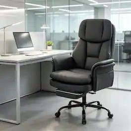 Loheer - Big and Tall Office Chair 500 lbs Ergonomic Executive Chair with Footrest Cross Legged Desk Chair - Black