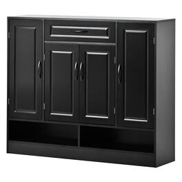 Spaco - Sleek Modern Shoe Cabinet with Adjustable Shelves, Minimalist Storage Organizer with Sturdy Top, Space Saving - Black