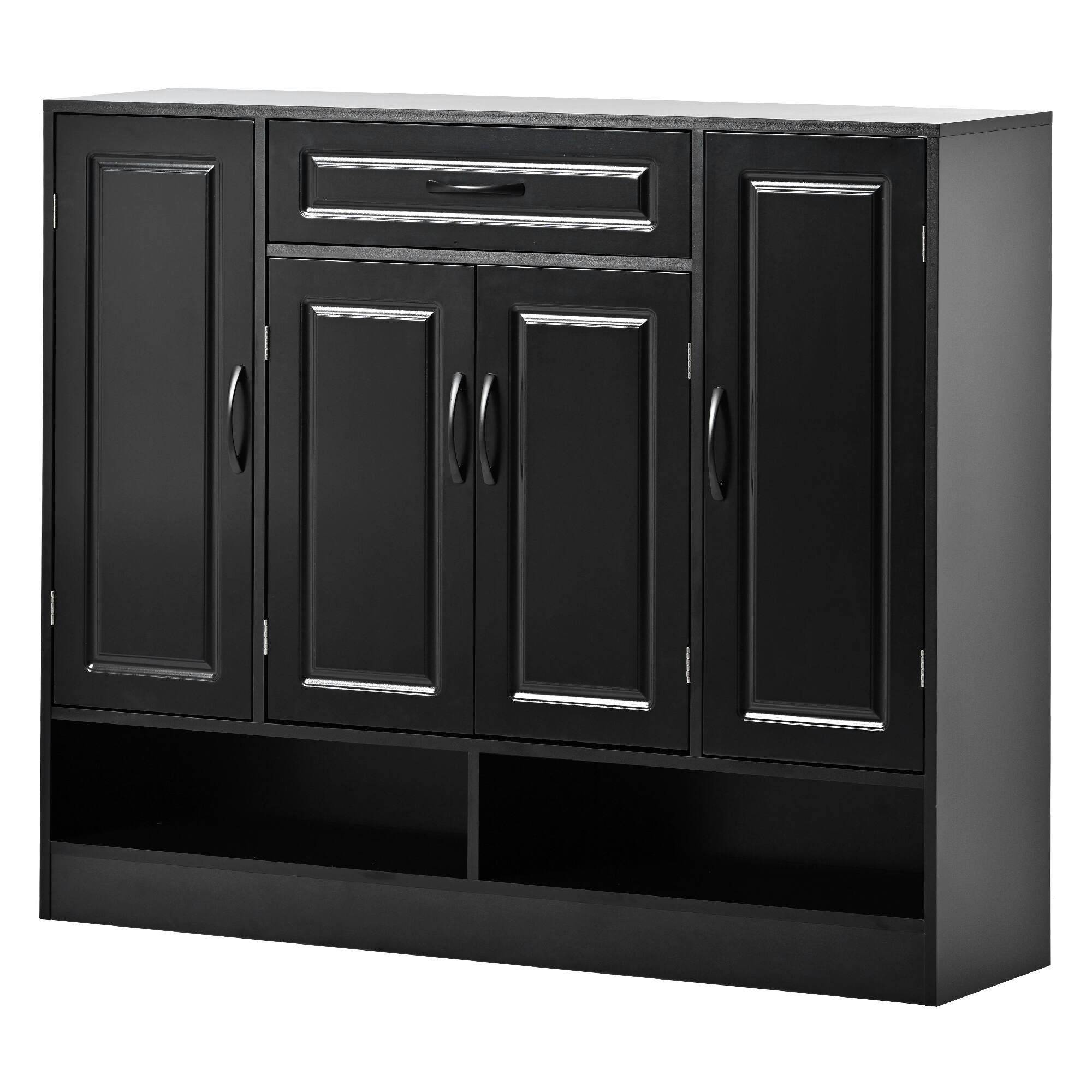 Front. Spaco - Spaco Sleek Modern Shoe Cabinet with Adjustable Shelves, Minimalist Storage Organizer with Sturdy Top, Space Saving - Black.