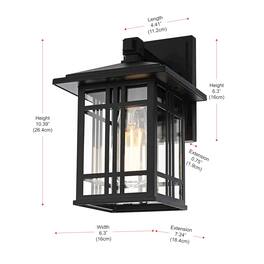 Elegant Lighting - Harley 10 inch Outdoor Wall sconce in Black - Black And Clear