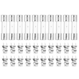 Unique Bargains - Glass Tube Fuses, 5x20mm 1A 250V Slow Fast Blow Glass Cartridge Tube Fuse with 20pcs Safety Clip 10pcs