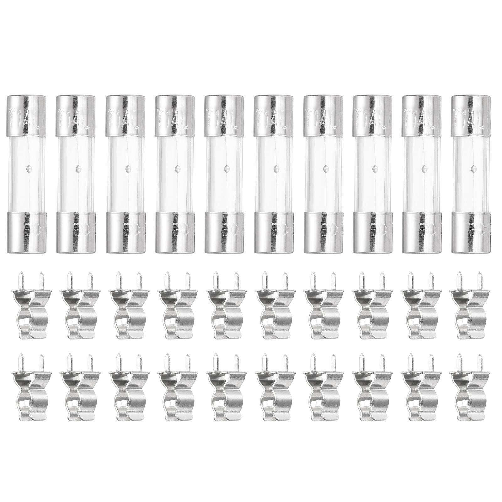 Front. Unique Bargains - Glass Tube Fuses, 5x20mm 1A 250V Slow Fast Blow Glass Cartridge Tube Fuse with 20pcs Safety Clip 10pcs.
